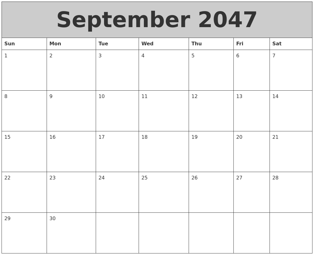 September 2047 My Calendar