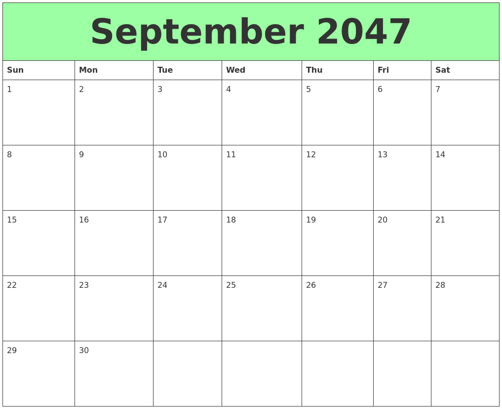 September 2047 Printable Calendars