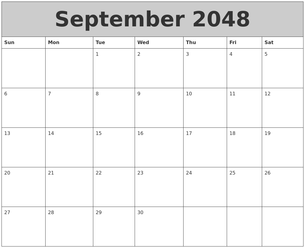 September 2048 My Calendar