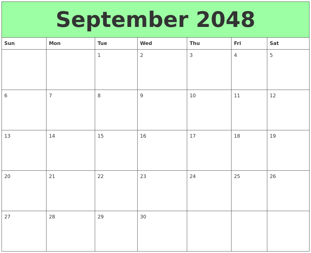 September 2048 Printable Calendars