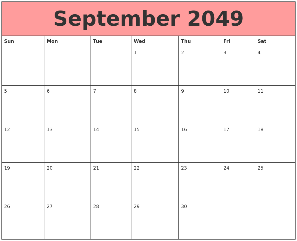 September 2049 Calendars That Work