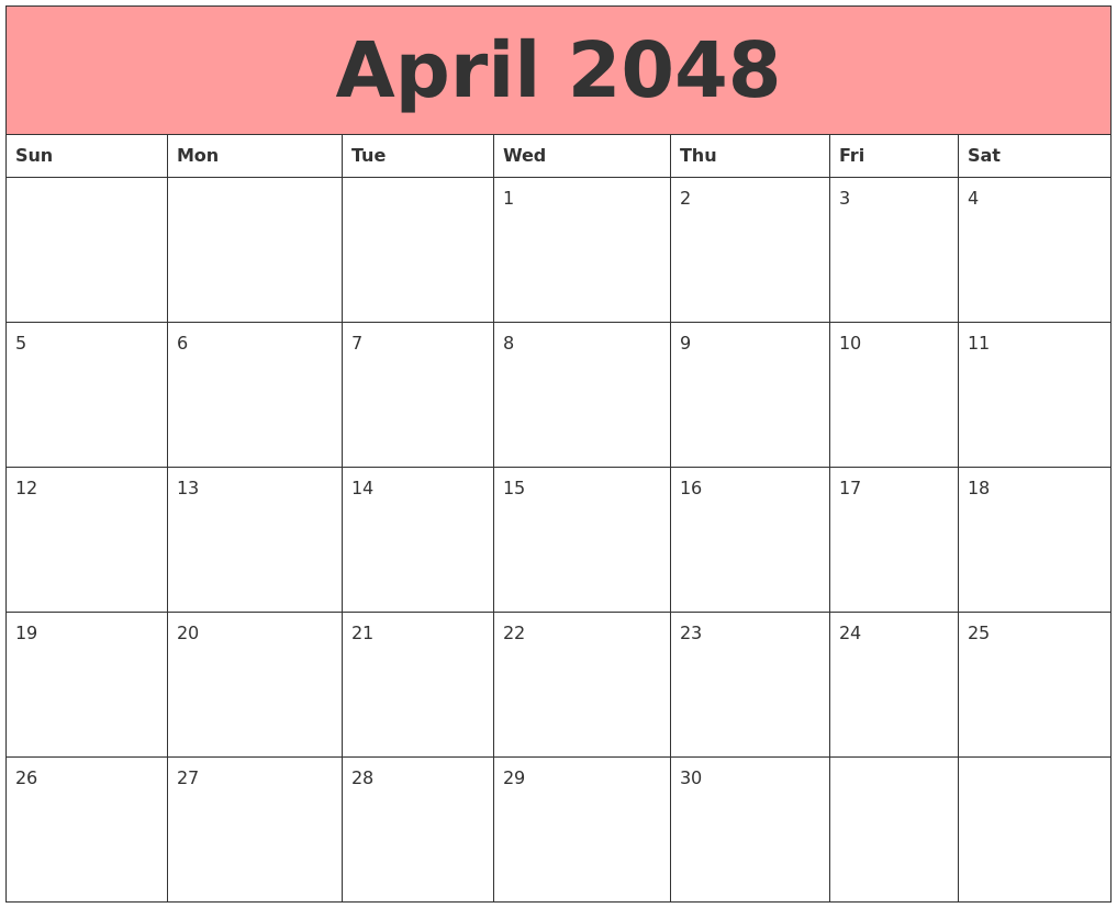 April 2048 Calendars That Work
