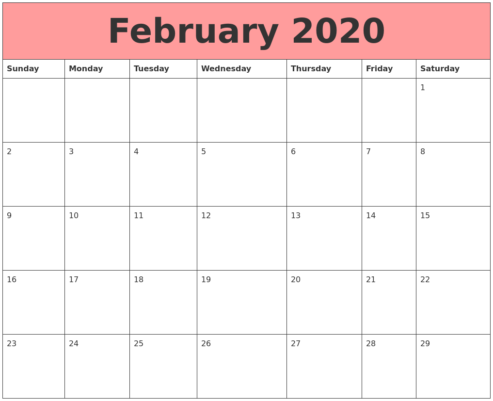 February 2020 Calendars That Work February 2020 Calendars That Work