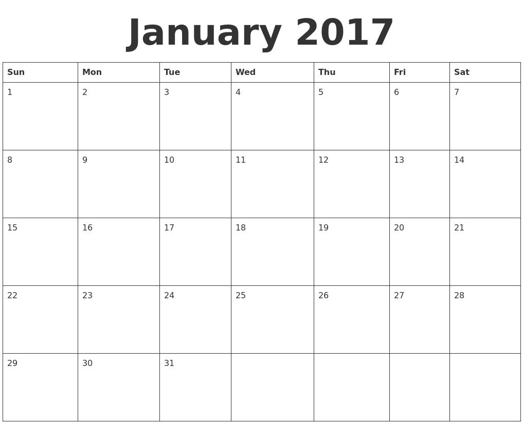 January calendars