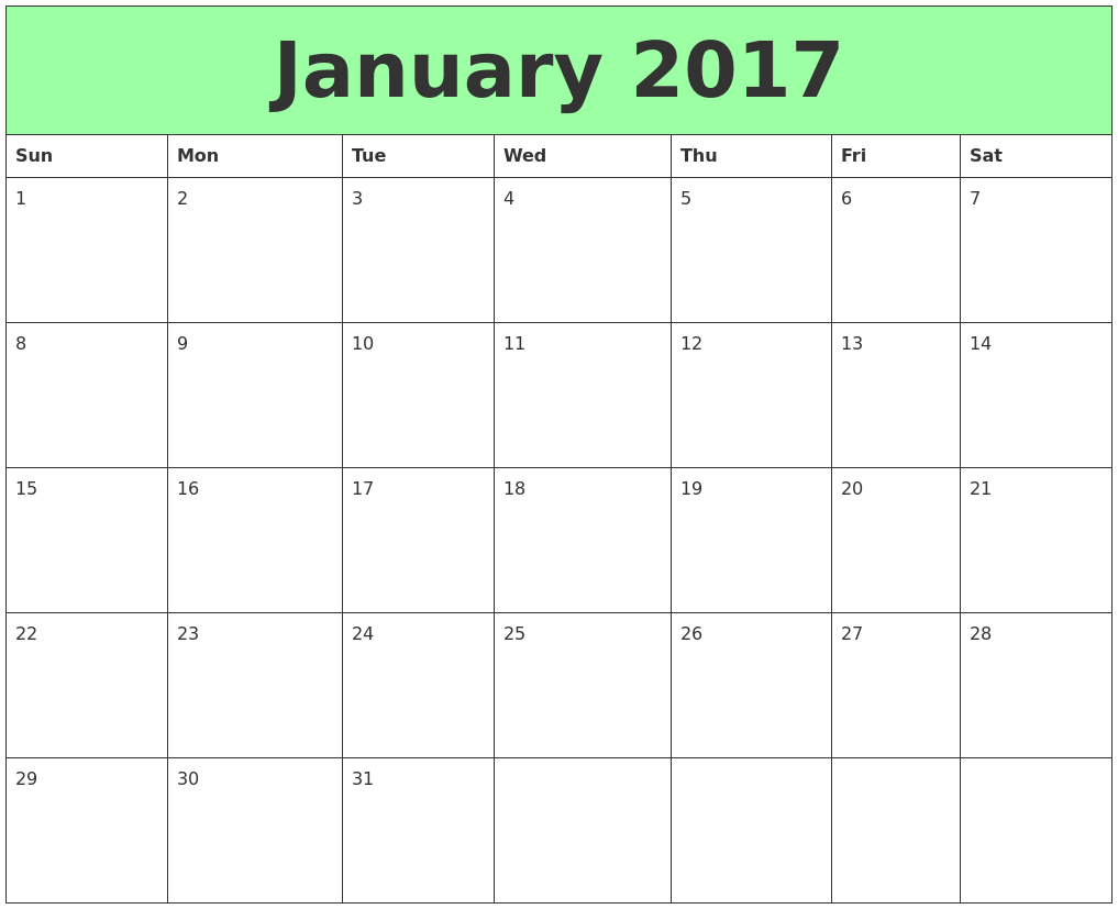 January calendars