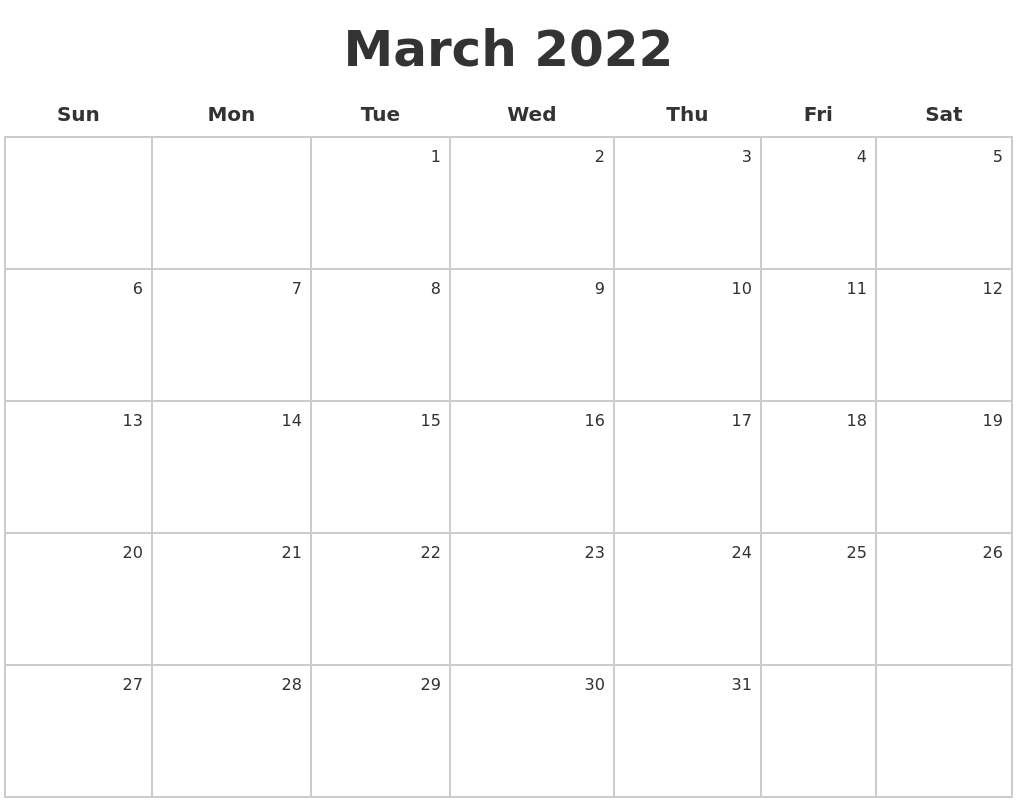 May 2022 Printable Calender