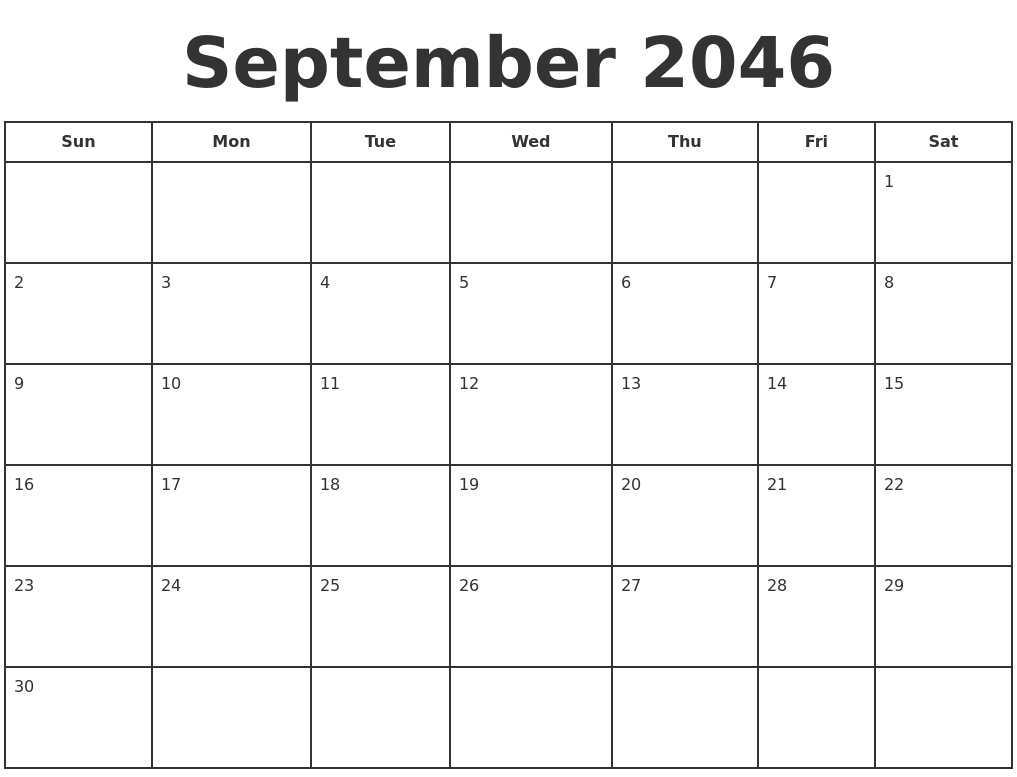 September 2046 Print A Calendar